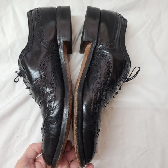Allen Edmonds McAllister Mens 10B Black Wingtip Oxford Dress Shoes USA 6215